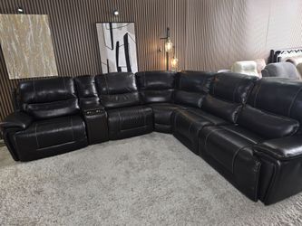 Gilman Creek Malachi Leather Power Reclining Sectional Dark Brown EXCELLENT CONDITION !