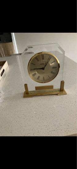 Howard Miller Sallie Mae Alarm Table Clock Glass Brass
