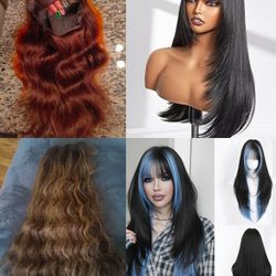 2 Human Hair Wigs & 2 Synthetic Wigs Bundle
