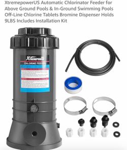 XtremepowerUS Automatic Chlorinator Feeder for Above Ground Pools & In-Ground Swimming Pools Off-Line Chlorine Tablets Bromine Dispenser Holds 9LBS In