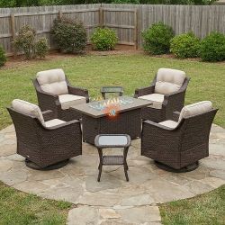 Patio Furniture Set Outdoor Swivel Chair With Fire Pit