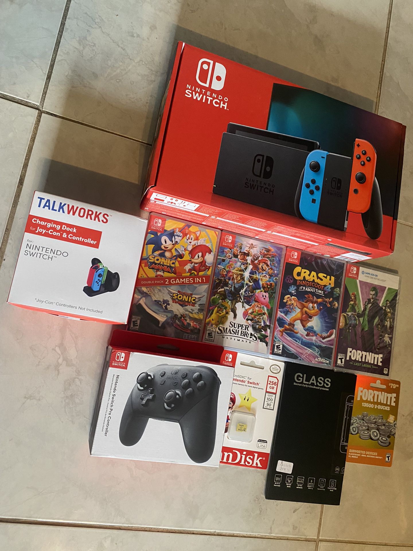 Nintendo Switch Bundle with Tempered Glass Protector