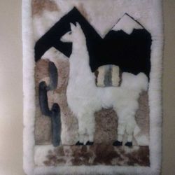 PERUVIAN ALPACA RUG HAND MADE AUTENTIC ALPACA HAIR 60 inches tall by 46 inches wide