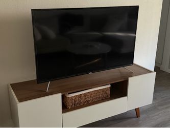 White and Brown Wood TV Stand