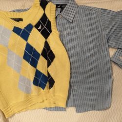 Nautica Boy's Sweater Vest And Shirt