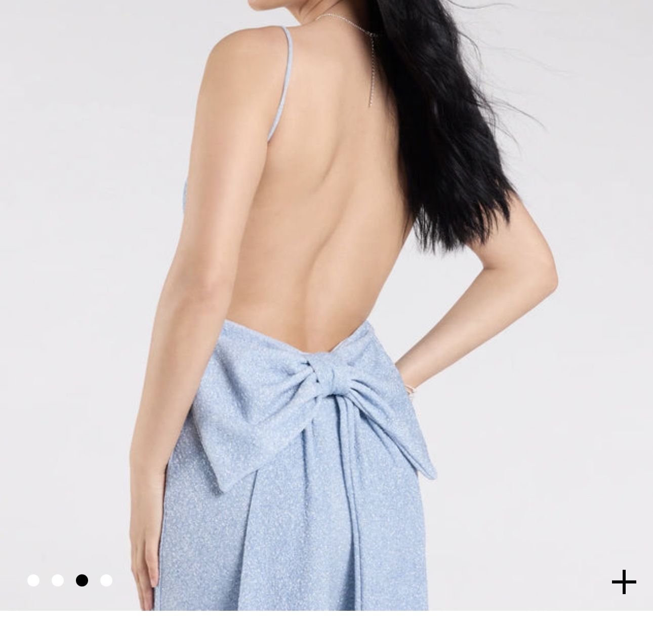 Blue Glitter Knit Bow-Back Mermaid Dress-Medium Prom