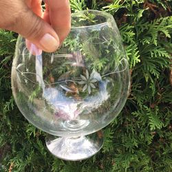 Princess House style vase size Etched Crystal Brandy Sniffer