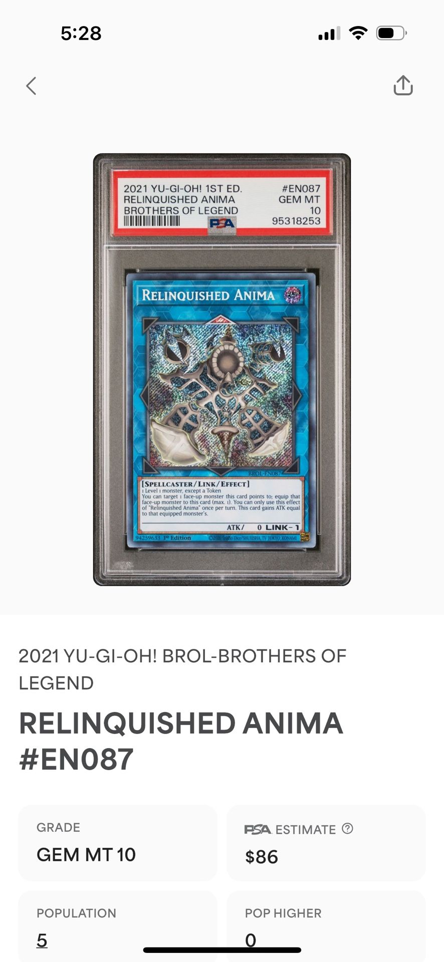 PSA 10 Relinquished Anima