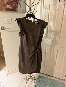 DKNY Brown Faux Suede Mini Dress