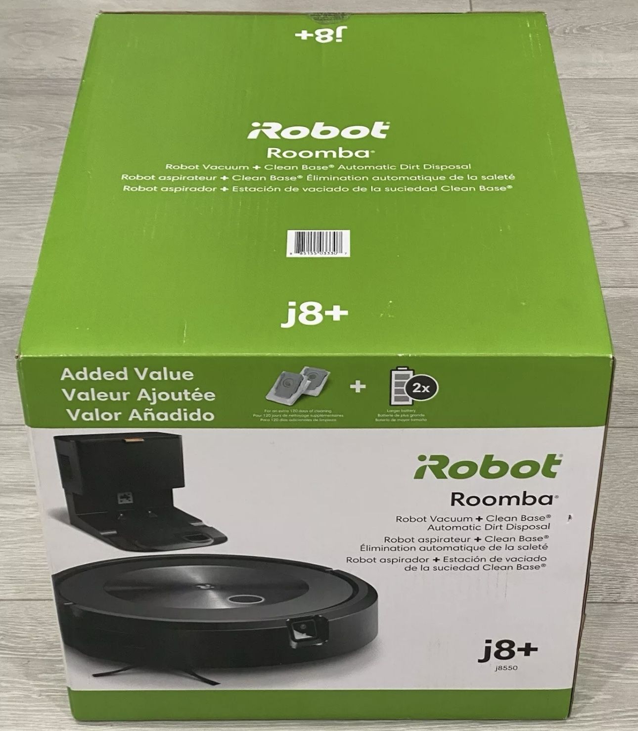iRobot Roomba j8+ Wi-Fi Connected Self-Emptying Robot Vacuum j8550 (NEW-IN-BOX)