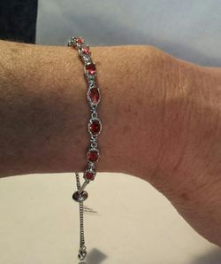 Simulated Red Diamond Bolo Bracelet