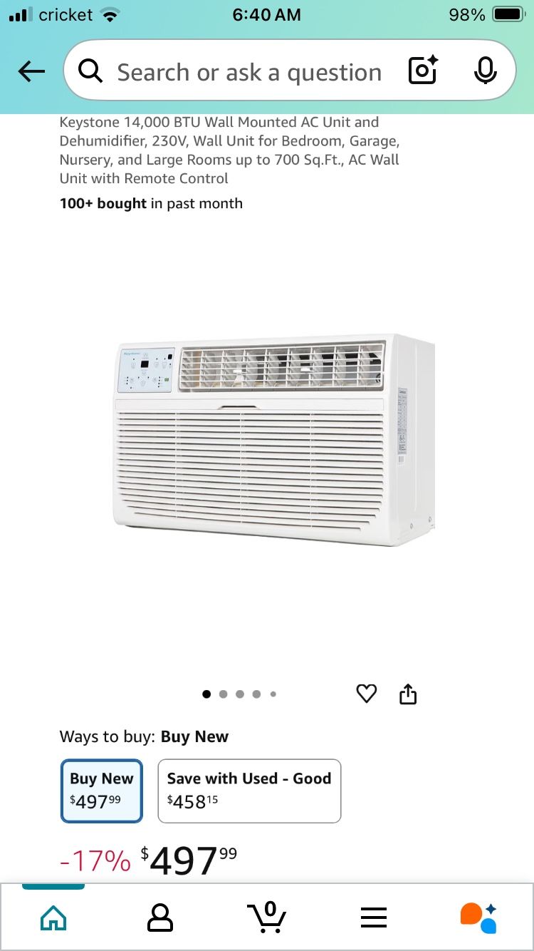 Keystone 14,000 BTU Wall/Window AC Unit And Dehumidifier KSTAT14-2D NEW!