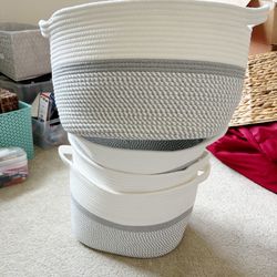 Rope bins x2 Gray & White