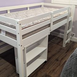 Donco Kids Wood Loft Bed - Twin Sizes, White And Brown