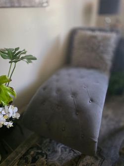 Gray Tufted Upholstered Chaise Lounge