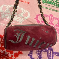 Vintage Purple Juicy Couture Purse Barrel Bag Handbag Y2K  Velour 
