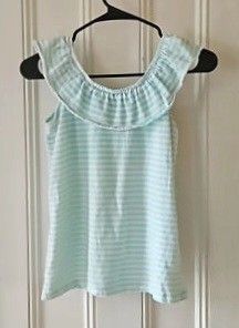 The Children’s Place Ruffle crew Neck Short Sleeve t tee shirt top Blouse Stripe size XXl Youth 16