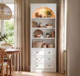 White-B Wood 31.5 in. x 86.6 in. Pant ry Cabine t with China Cabi net, Accent Storage Cabi net, Garage Cabinet, Bookcase