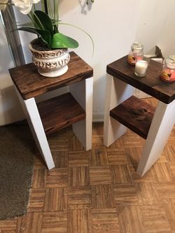 Mocha stain top side table set....(handcrafted)