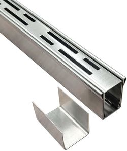 Channel Drain SS 1.25" Wide X 3.3' L,Silver Pool Deck Walk Garage NEW