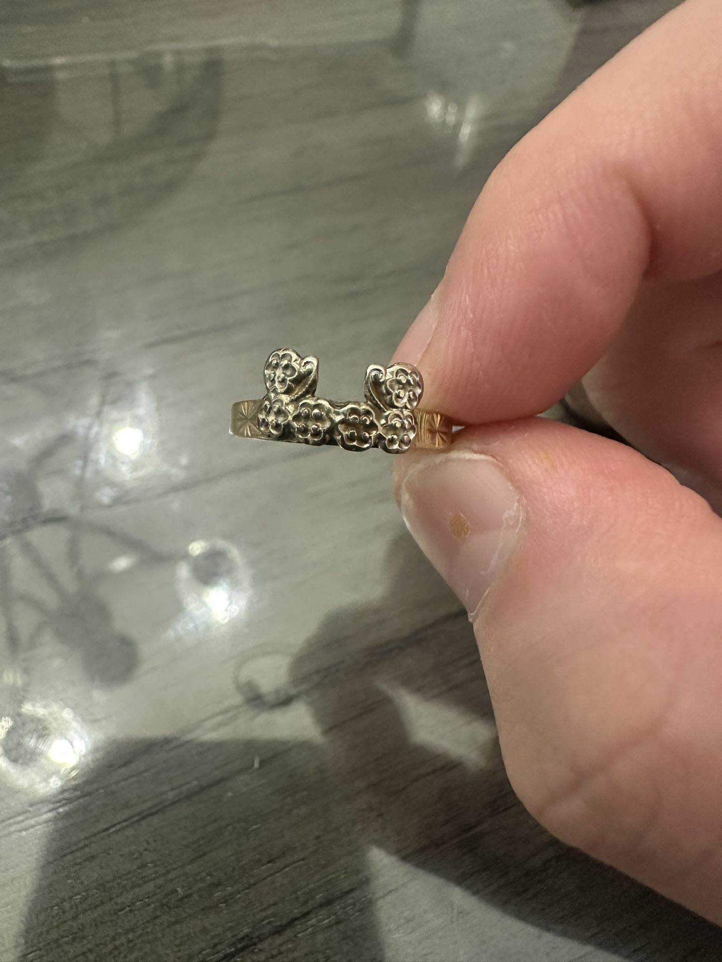 Solid 14k Two-Tone Gold Ring Design Size 7