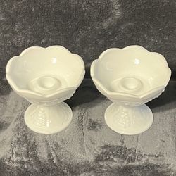 Vintage Harvest Milk Glass by Colony Flower Candlestick Holders Set of 2. 