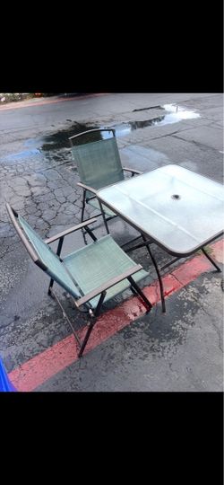 Patio Table and 2 Folding Chairs Set