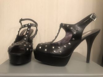 Black studded platform stiletto sandals