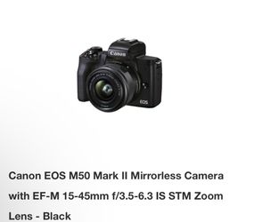 Canon EOS M50 Mark II Mirrorless Camera with EF-M 15-45mm f/3.5-6.3 IS STM Zoom Lens- Black