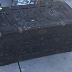 Vintage Hand Carved Camphorwood Chest