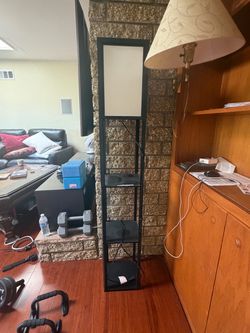Black Floor Lamp with Shelves