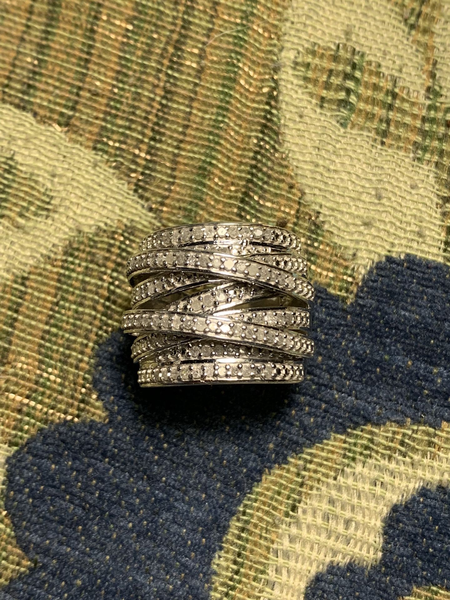 Chunky Silver Diamond Ring