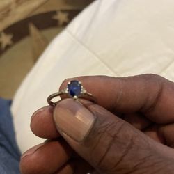 Blue sapphire Diamond Chip Ring