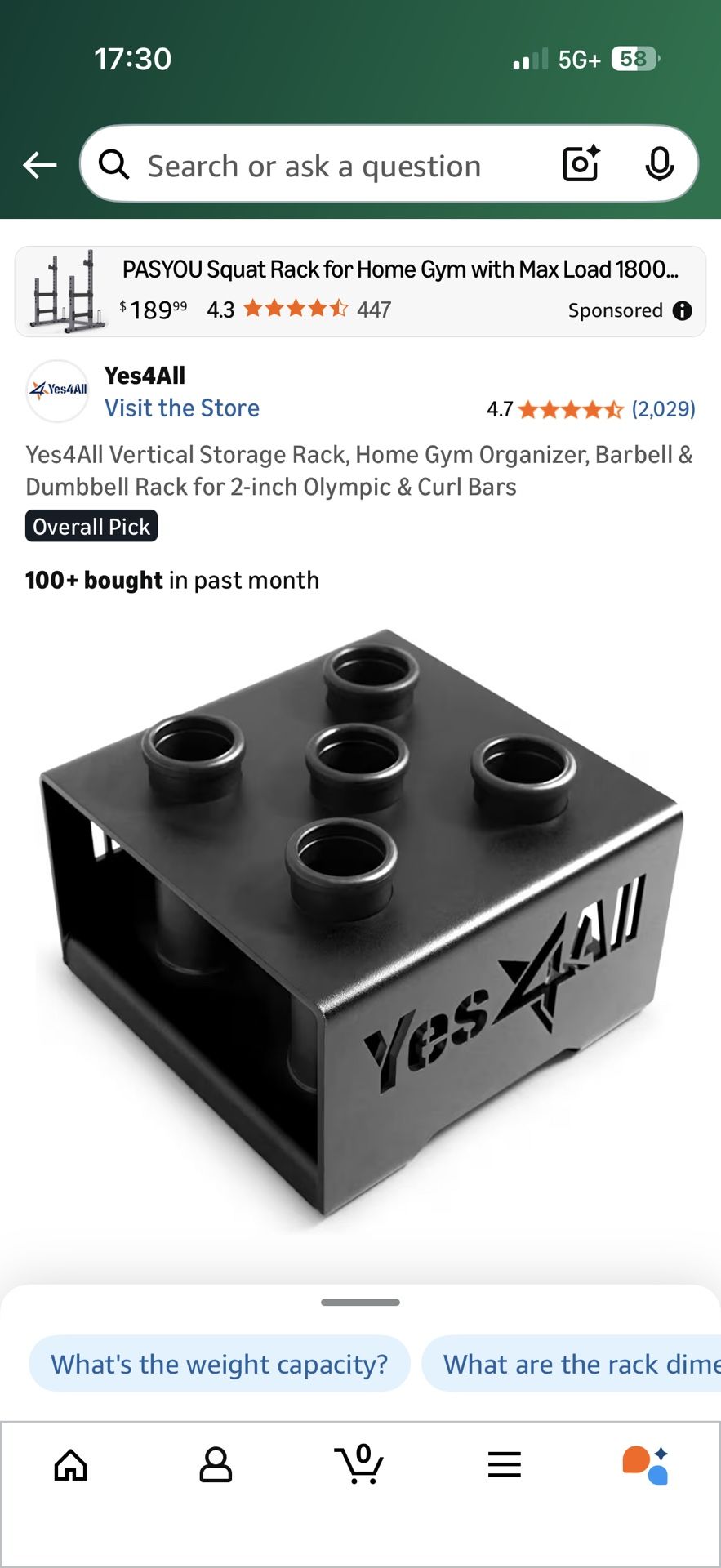 Yes4all Vertical Storage Rack 2”
