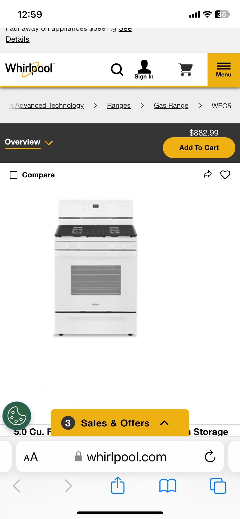 Whirlpool Gas Range 
