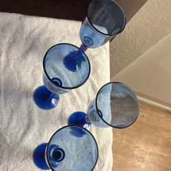 blue wine glasses $25