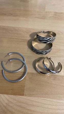 3 pair large hooped earrings