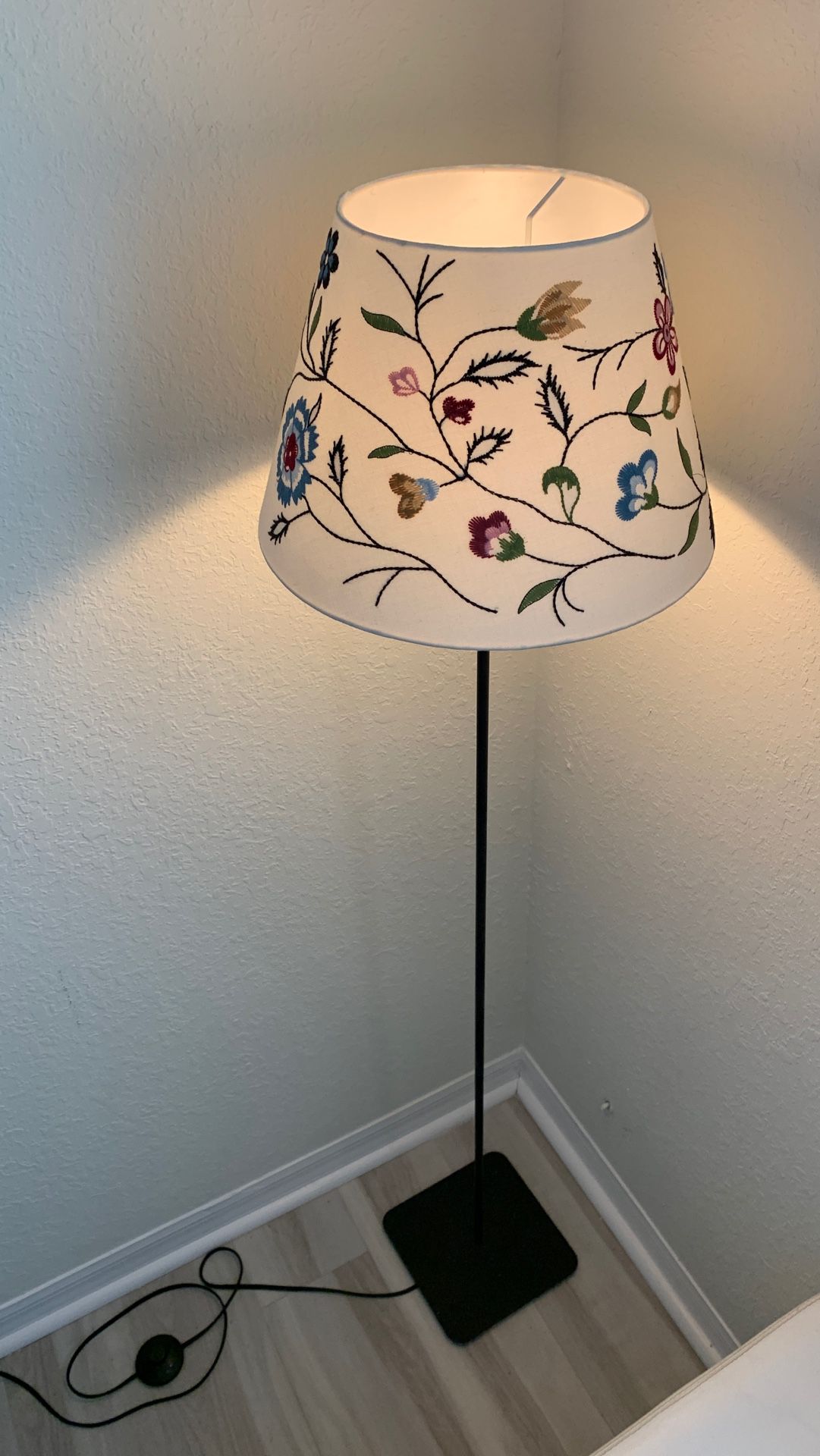 Lamp with Embroidered Shade