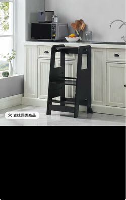 Wooden Kids Step Stool - Adjustable Kitchen Tower with 2-Height Footrest Boost, Safety Rounded Edges