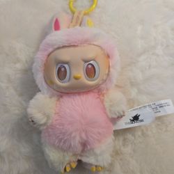 Labubu Big Into Energy loyalty pink yellow color plush toy keychain