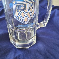 1991 Super Bowl XXV Glass Beer Mug