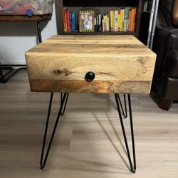 Rustic Nightstand With Hairipin Legs