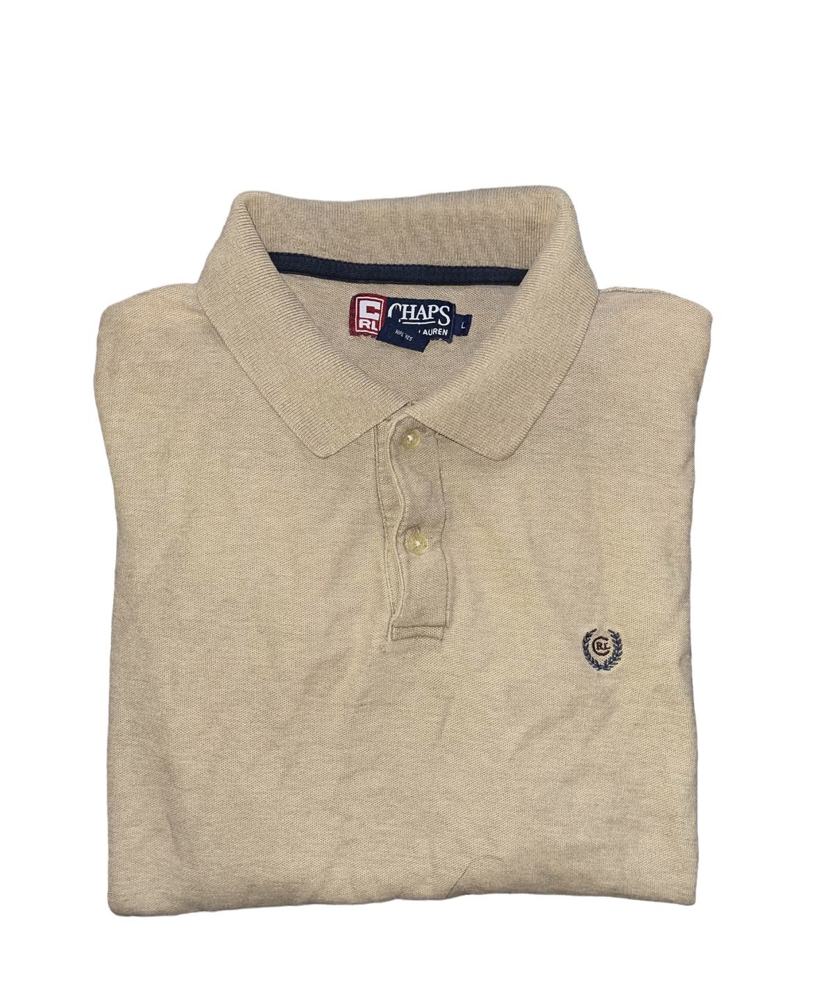 Chaps Ralph Lauren Beige Collared Buttoned Tee
