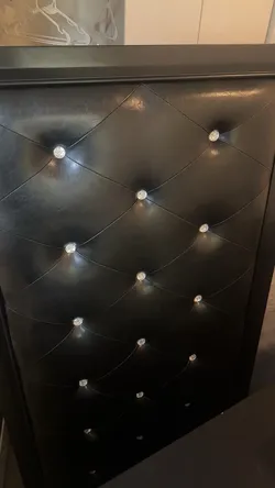 Black Faux Leather Tufted Headboard