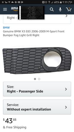 Bmw x3 sport front right fog light grill