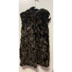 Via Spiga faux fur sleeveless hoodie coat size S