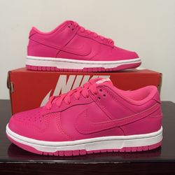 Nike Dunk Low Hyper Pink White Leather Athletic Shoes Size 5.5 Womens DZ5196-600