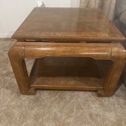🪑 Vintage Coffee Table + 2 Side Tables – Solid Wood – $60 (Set)