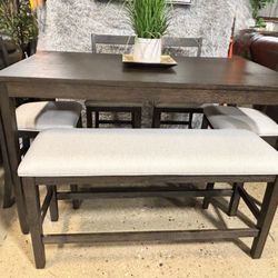 New 6 Piece Counter Height Kitchen or Dining Set with Bench Seating