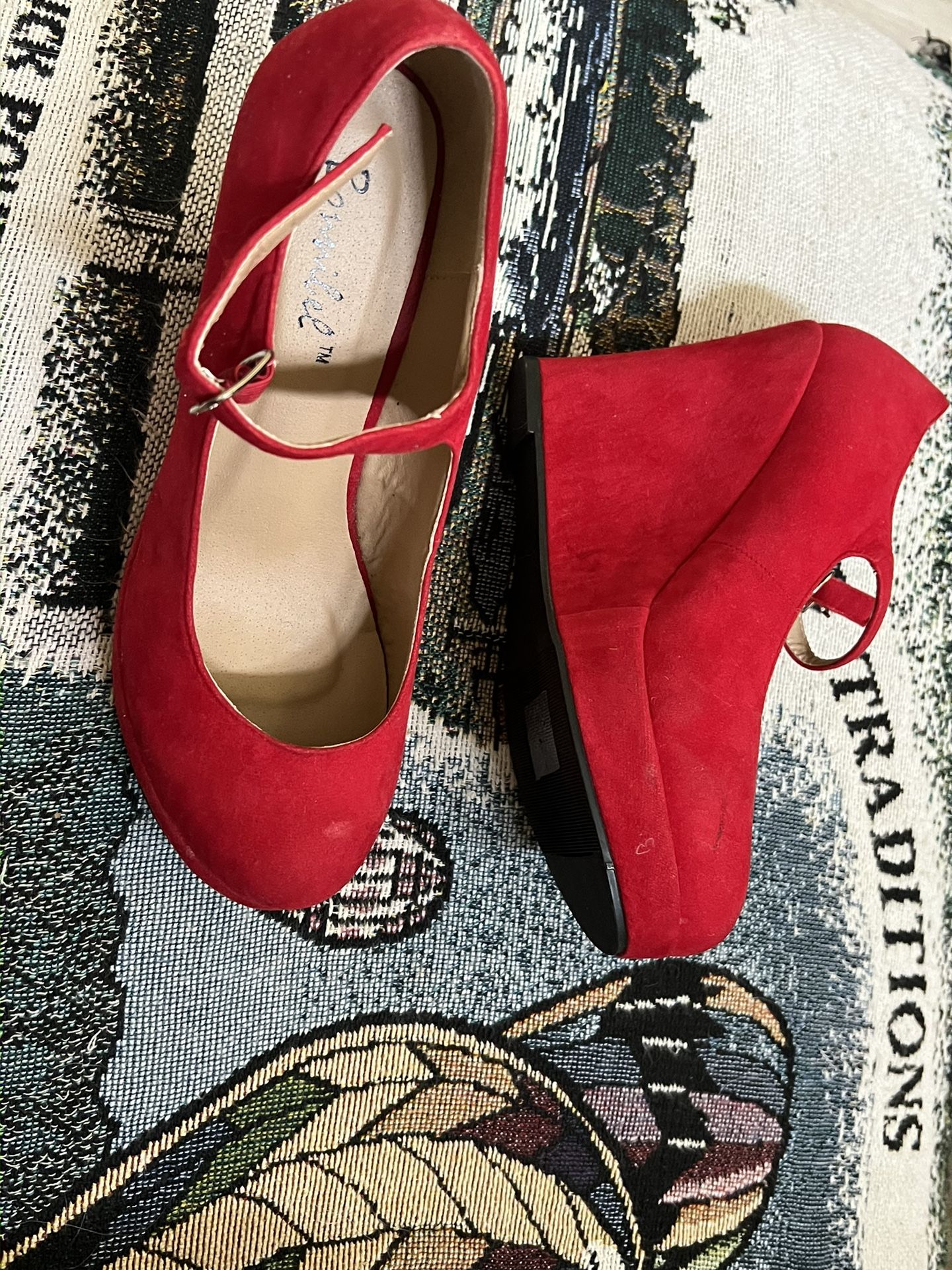Red Wedge Heels Size 8 1/2